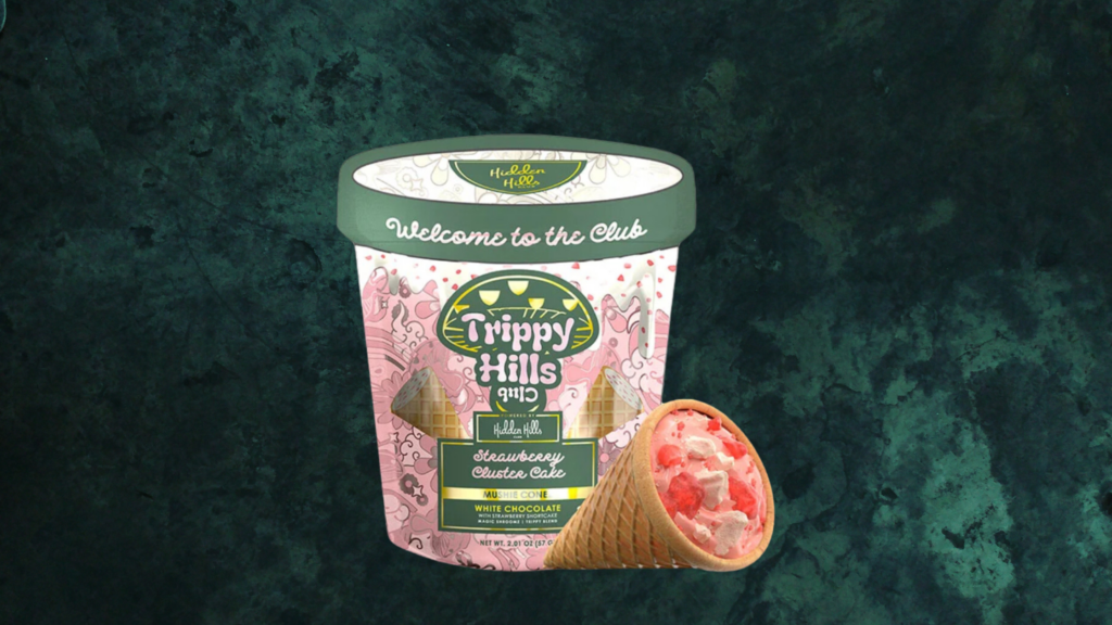 Hidden Hills Trippy Mushie Conez Strawberry Cluster Cake