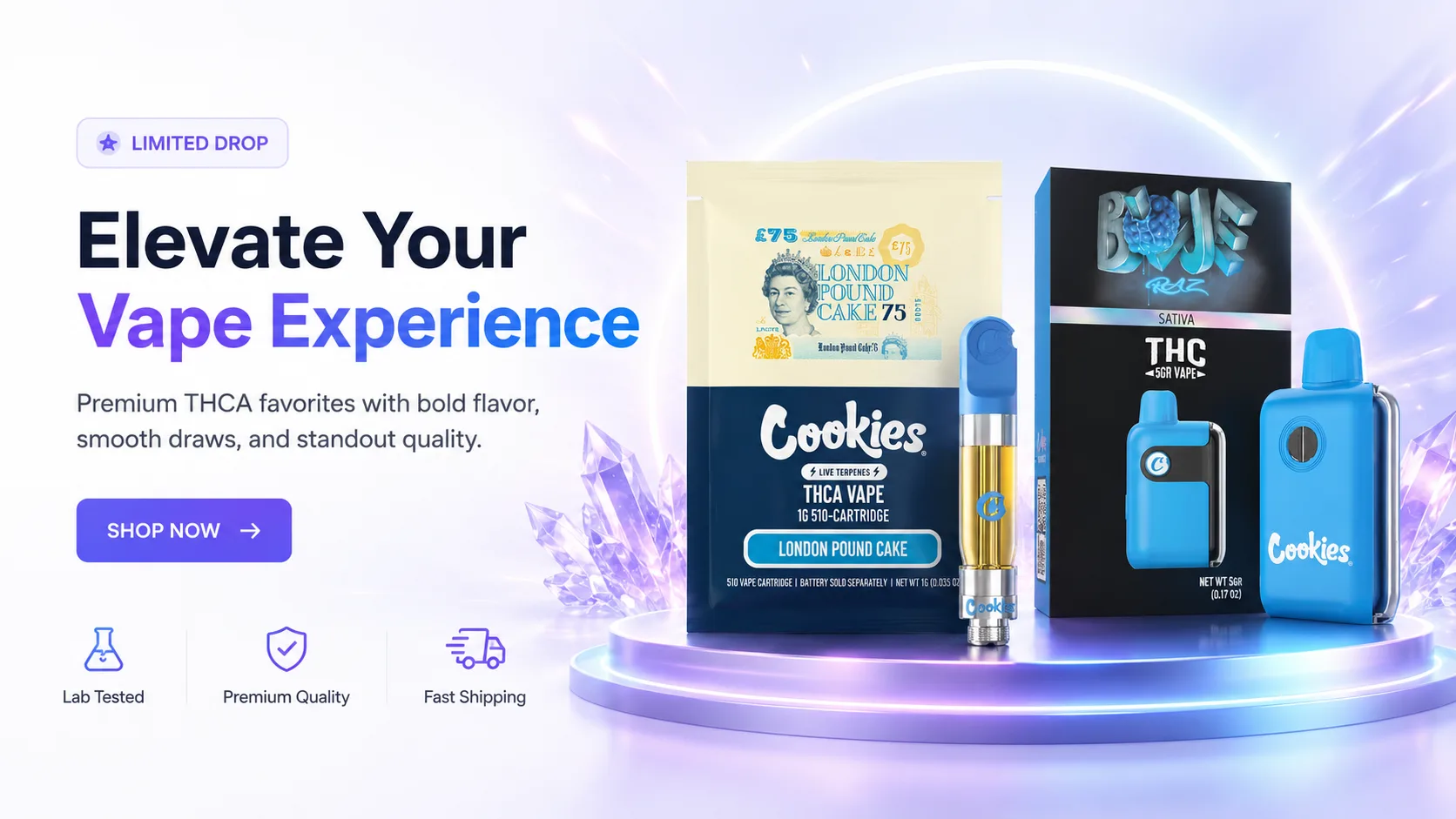 THCA disposable vapes limited drop — Cookies 510 vape cartridge and 5G disposable